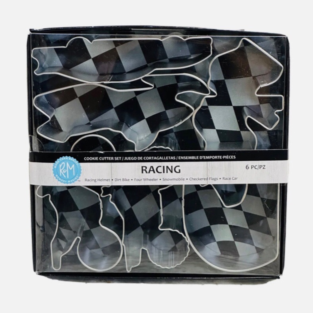 R & M International Tinplated Steel 6-Piece Racing Cookie Cutter Baking Set